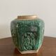 Deep green and light blue glazed hexagonal Shiwan ware ginger jar (collection of six jars, different sizes, floral designs)