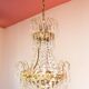 Swedish Gustavian style brass chandelier and 500 pendants circa 1960
