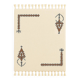 Ecru Berber rug with symbolic corner patterns.