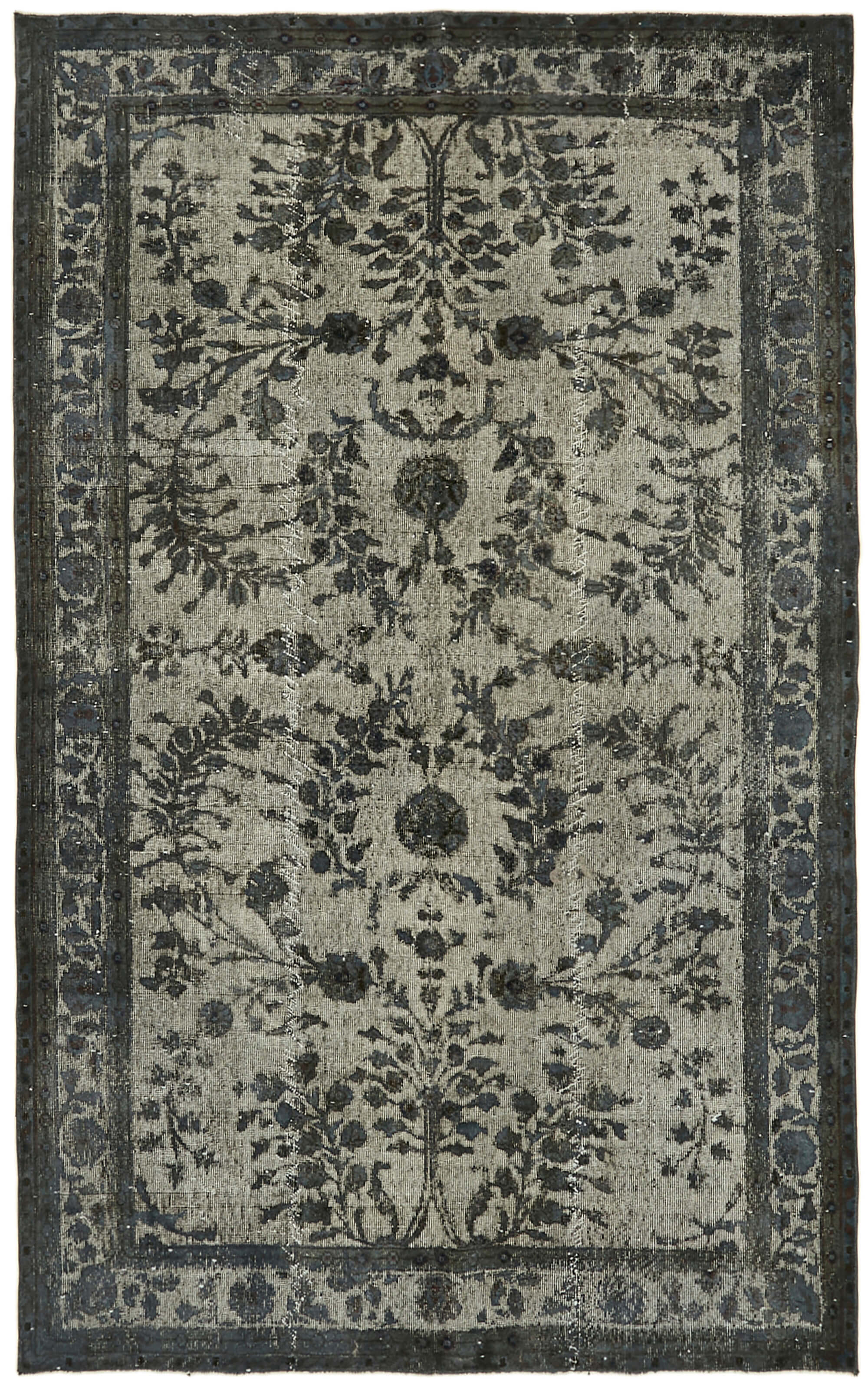 Hand-Knotted Antique Anatolian 1970s 182 cm x 288 cm Grey Carpet