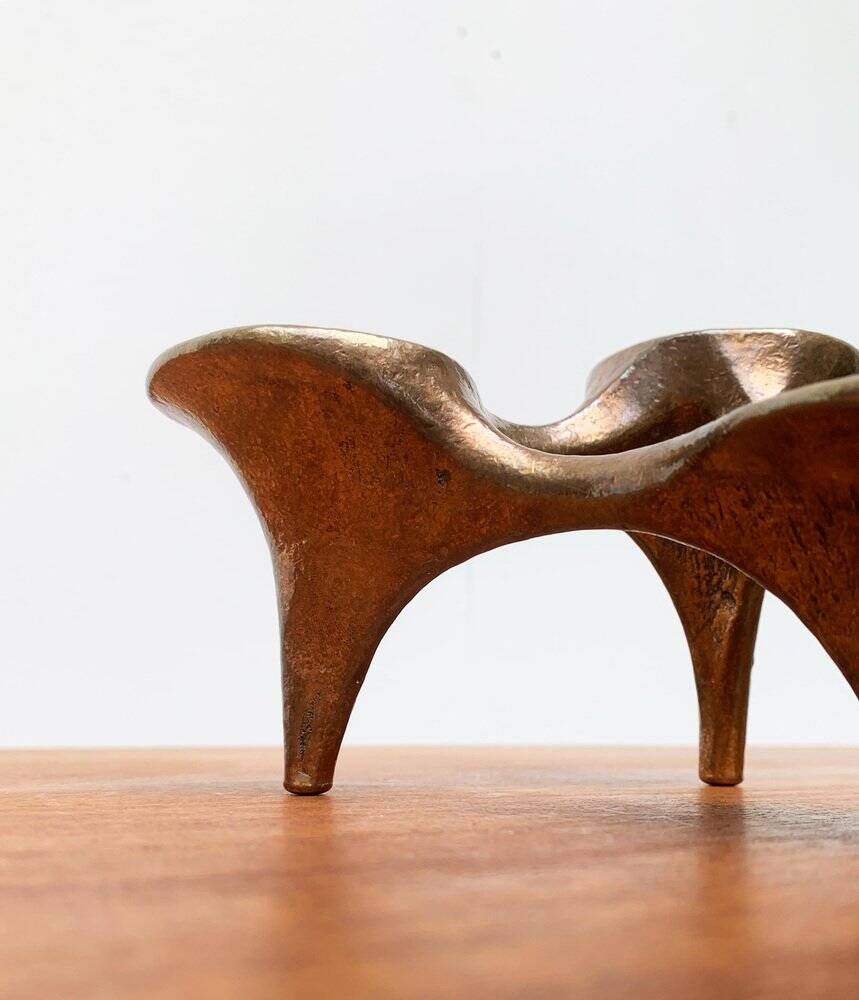 Vintage German brutalist metal candlestick by Harjes.