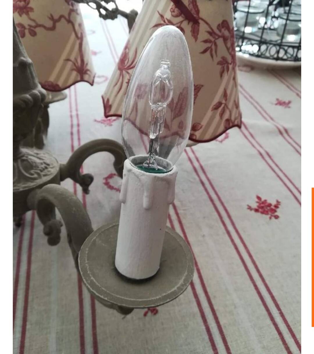 Lustre with 5 branches in bronze and grey, Gustavo style, lampshade in toile de Jouy.