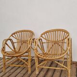paire fauteuils rotin Coquille