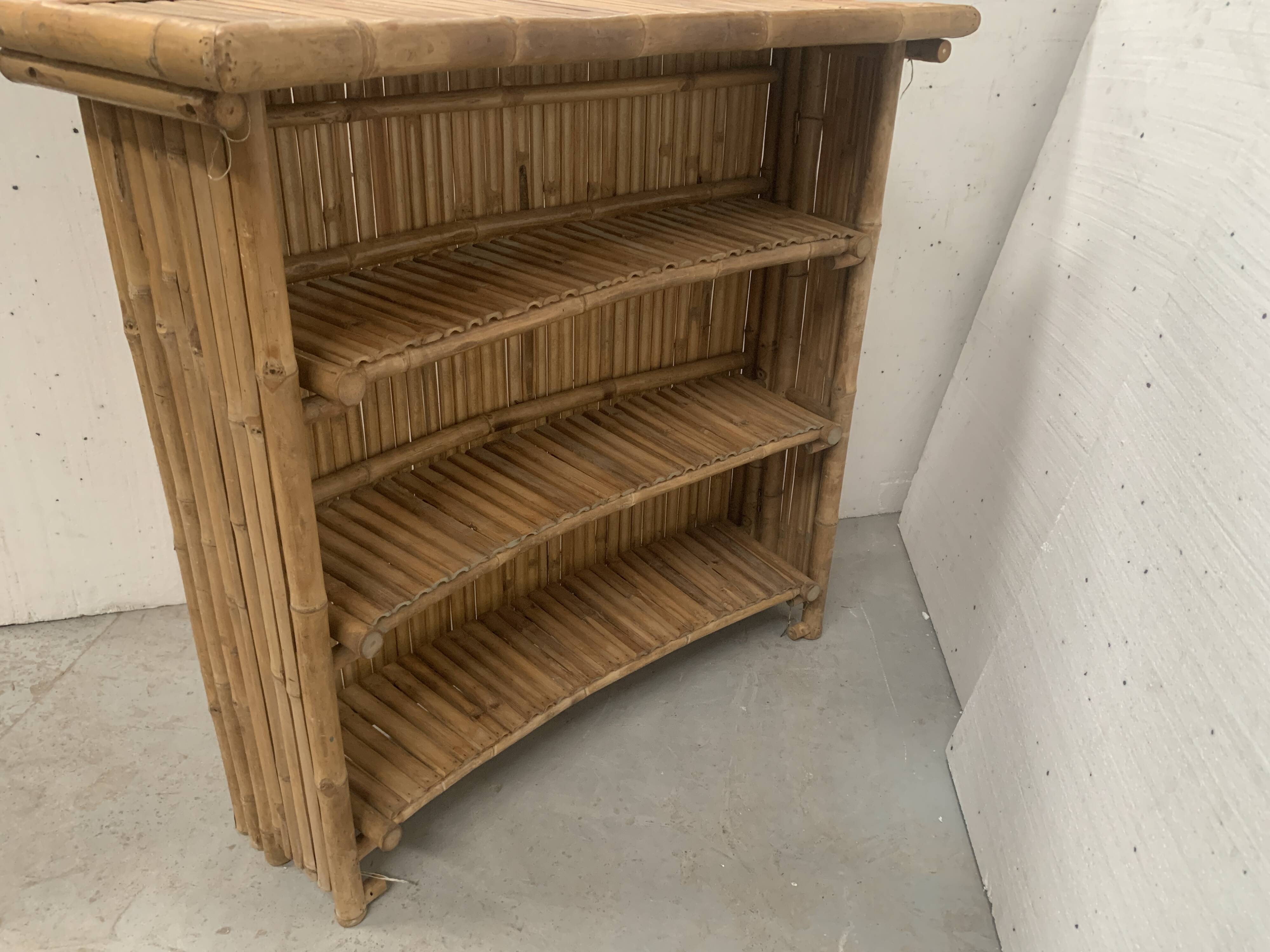 20th century woven bamboo half-moon bar