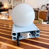 Vintage light blue metal wall lamp with globe