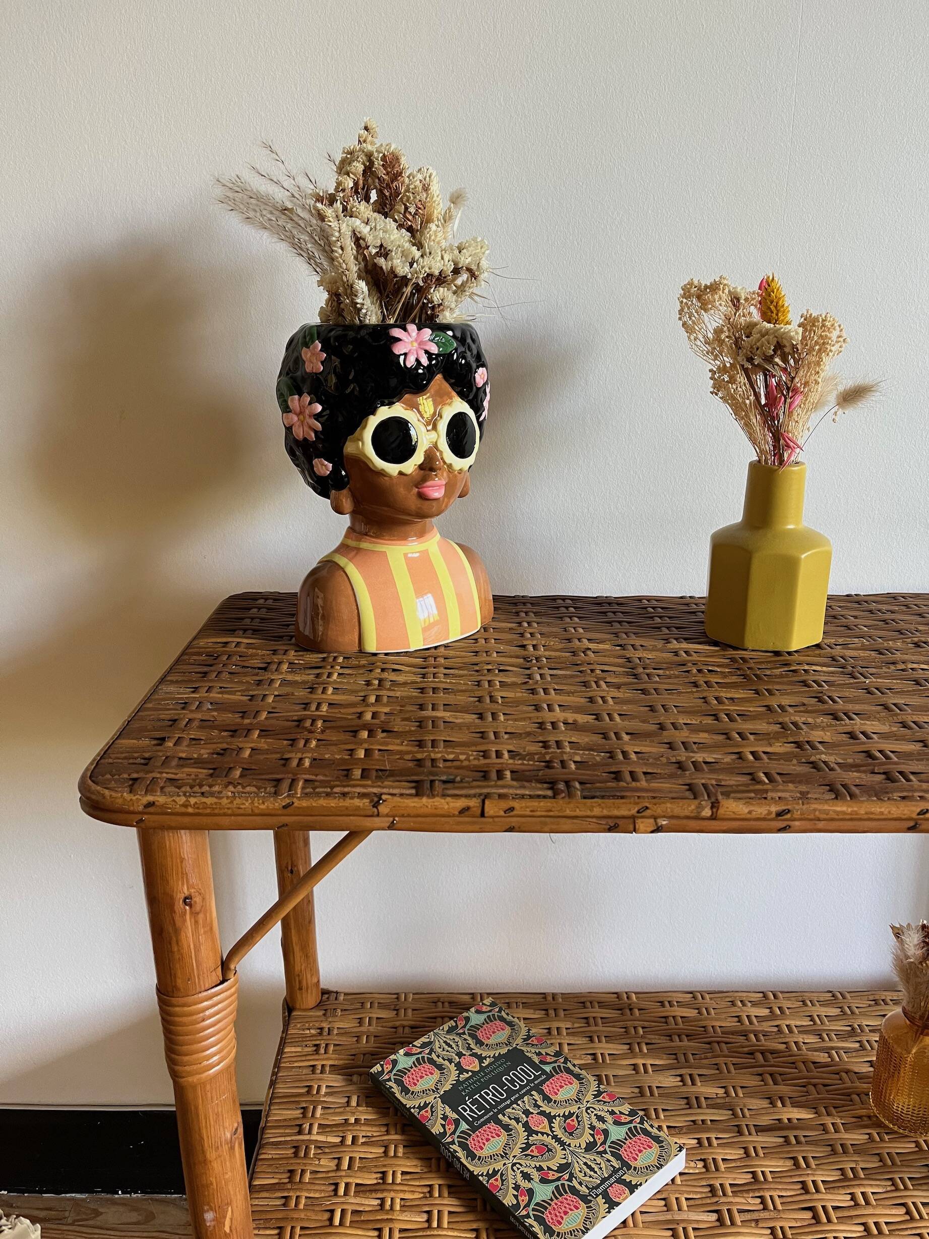 Vintage rattan shelf, console