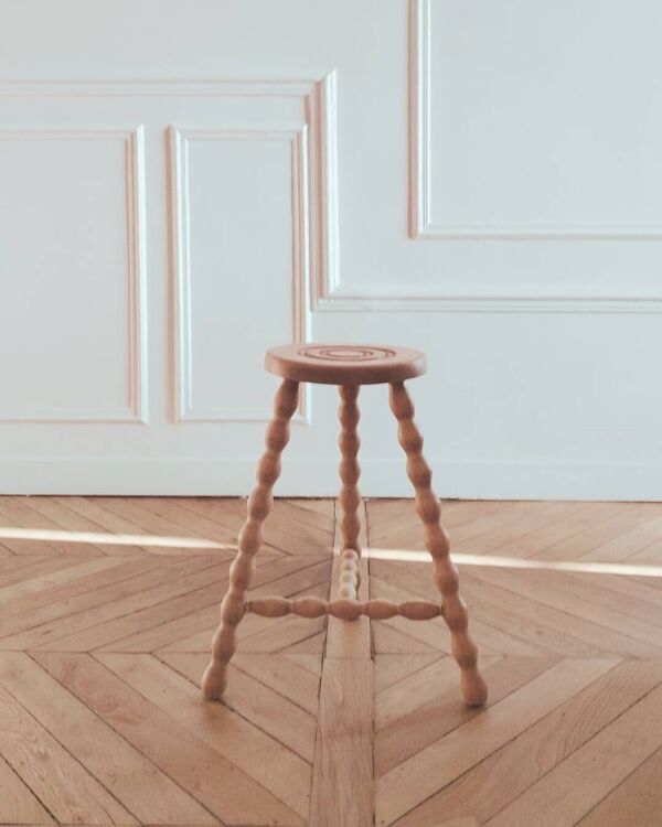 Grand tripode/ table de chevet/ tabouret vintage rénové, années 70