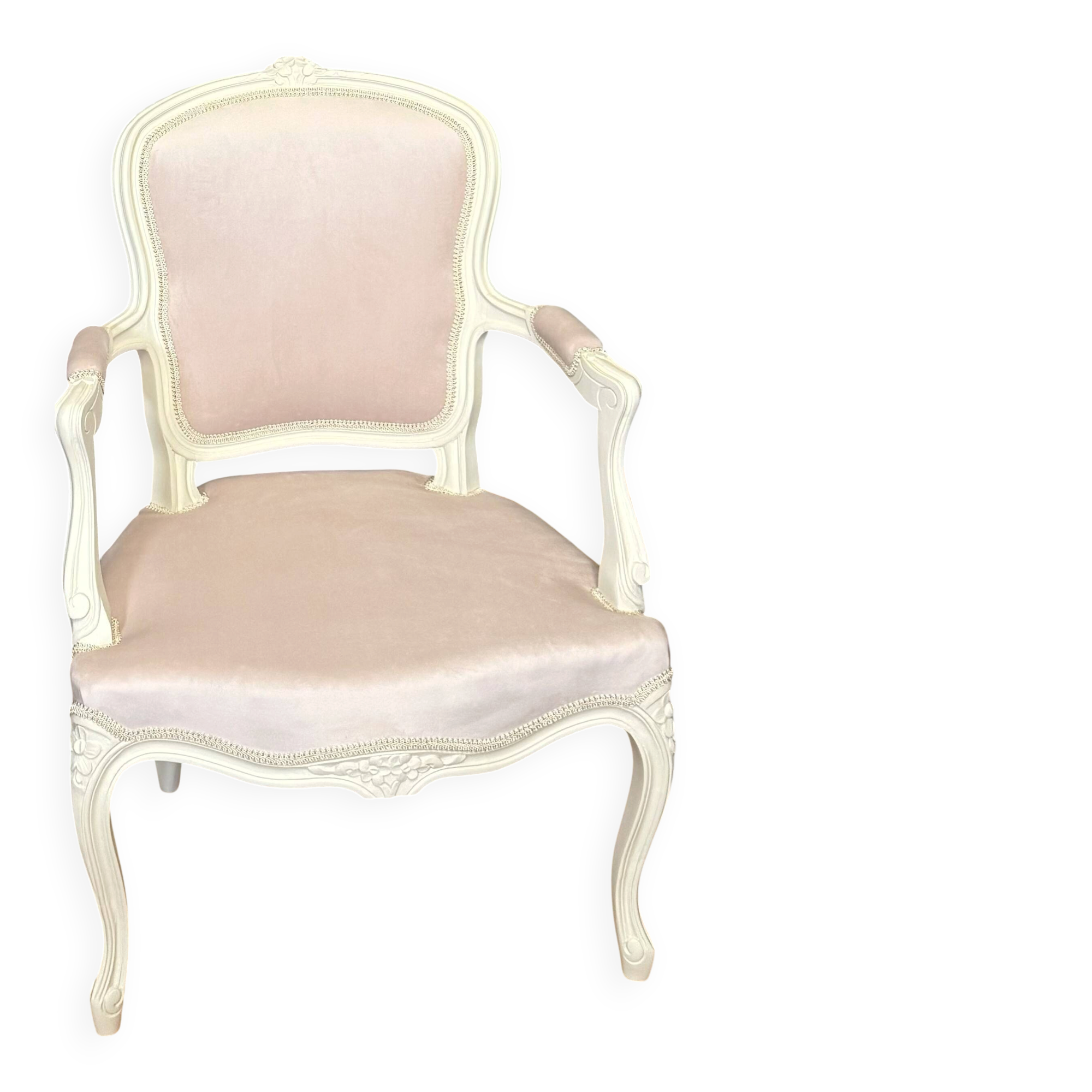 Louis XV armchair in pink velvet