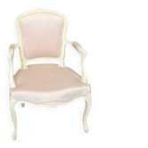 Fauteuil Louis XV velours rose