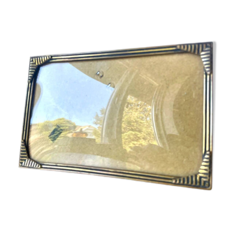 Cadre photo art deco en métal doré 14,5 cm x 9 cm verre convexe