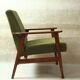 Fauteuil scandinave boucle eucalyptus vert oryginal model 1970 rénové chaise de salon moderne design milieu du siècle