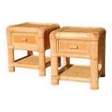 Vintage bamboo bedside tables