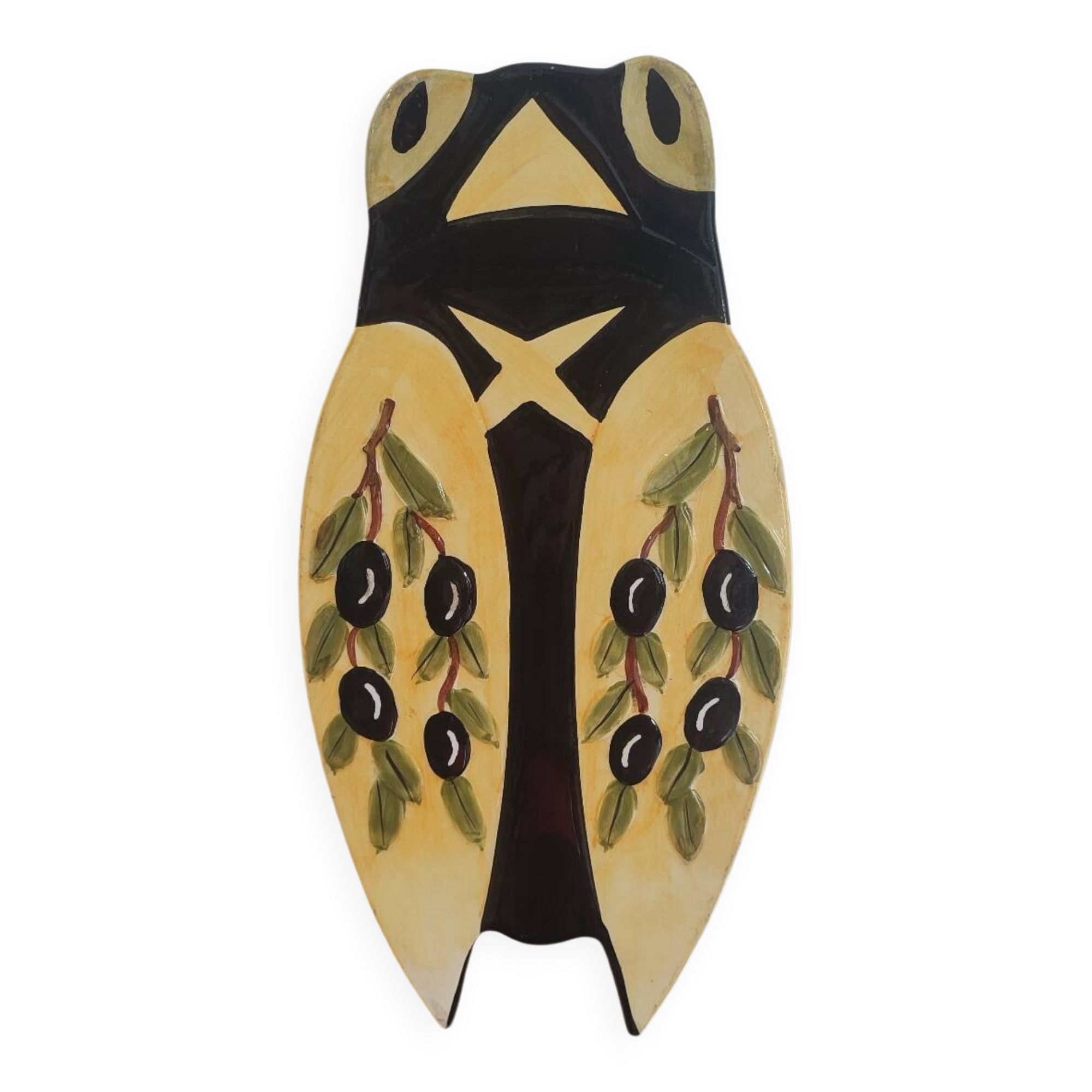 Ceramic cicada dish signed NEM