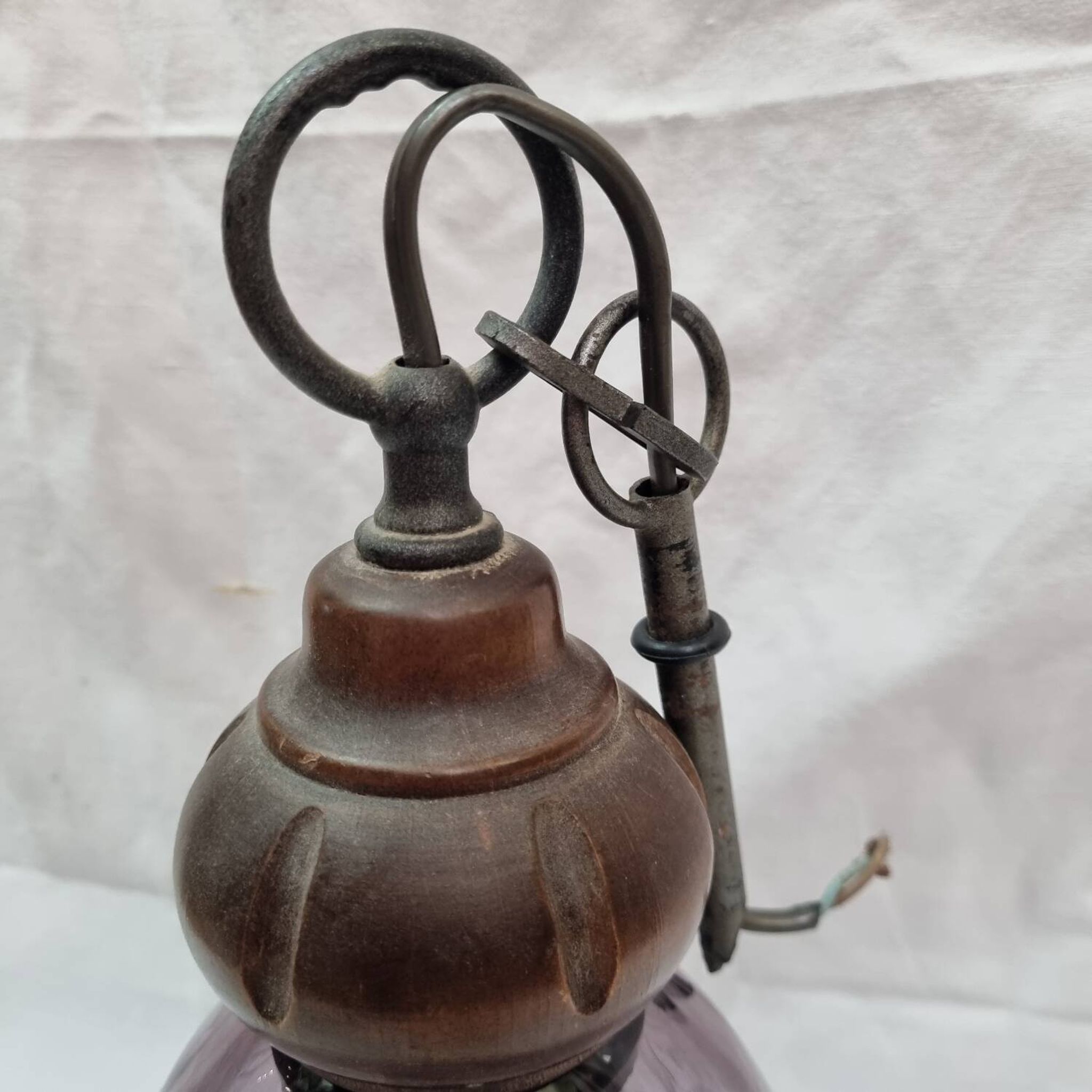 Suspension vintage verre mauve