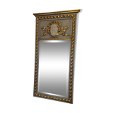 gray and gold patinated trumeau mirror