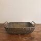 Vintage 1950s silver metal braided fruit basket
