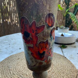 Vase on foot Vallauris with poppy pattern