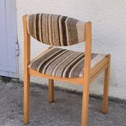 Suite de 4 chaises self hêtre laiton et laine 1960