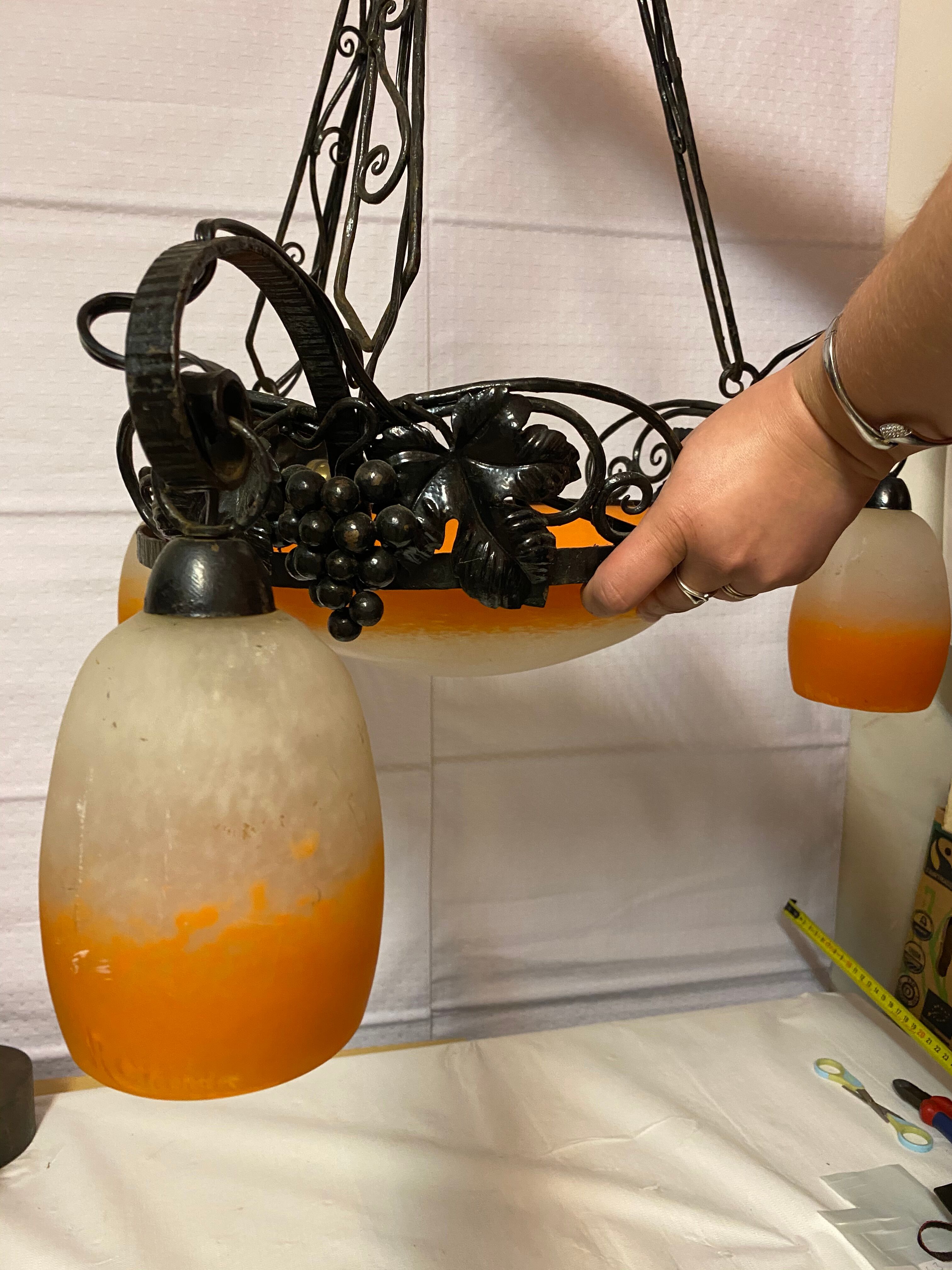 Art nouveau chandelier by Rethondes