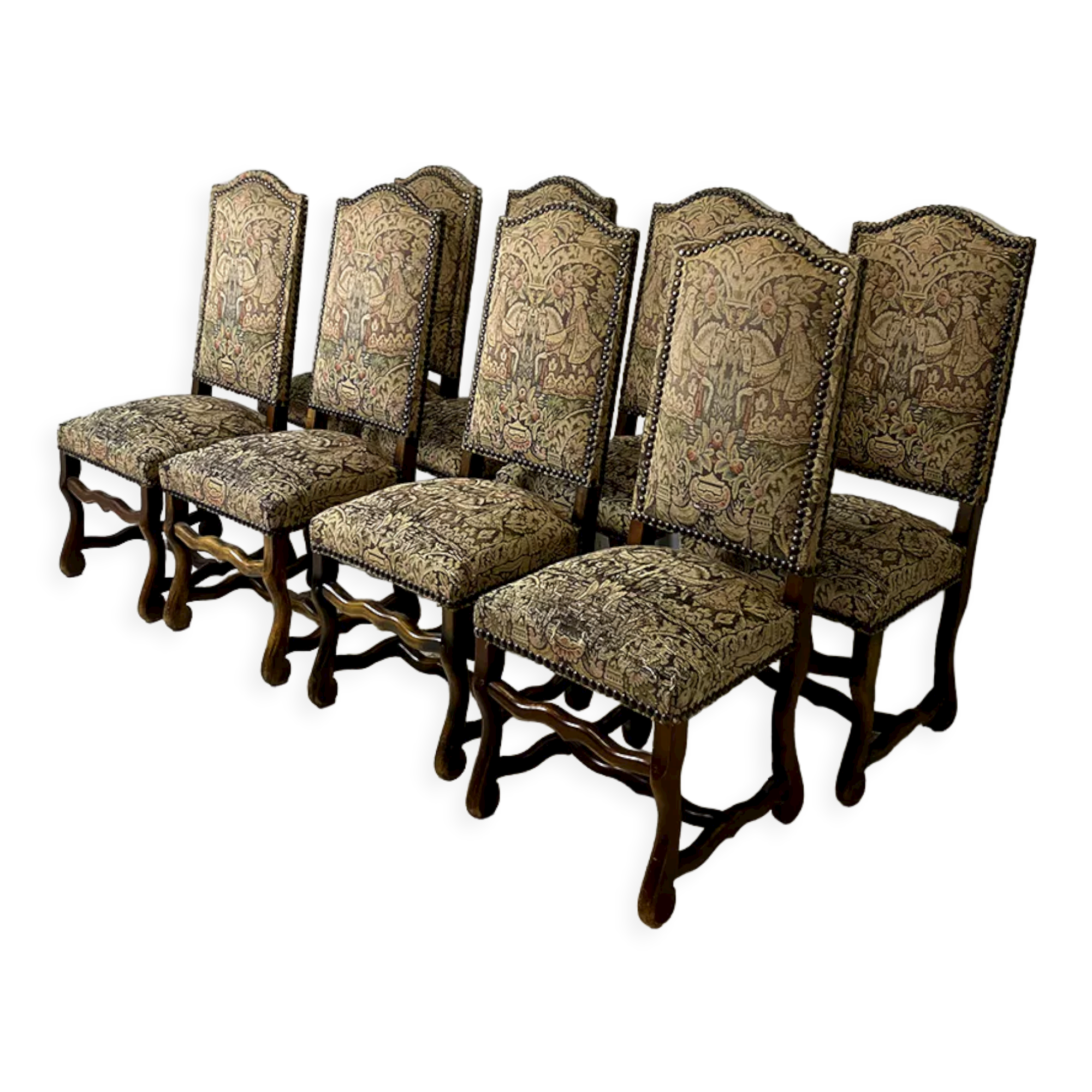 Set of 8 Louis XIII style chairs