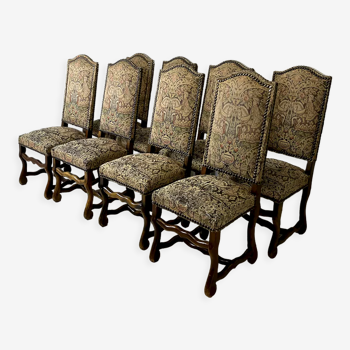 Set of 8 Louis XIII style chairs