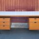 Wood desk and black metal structure with melamine top, Charron Edition, large office 2 boxes