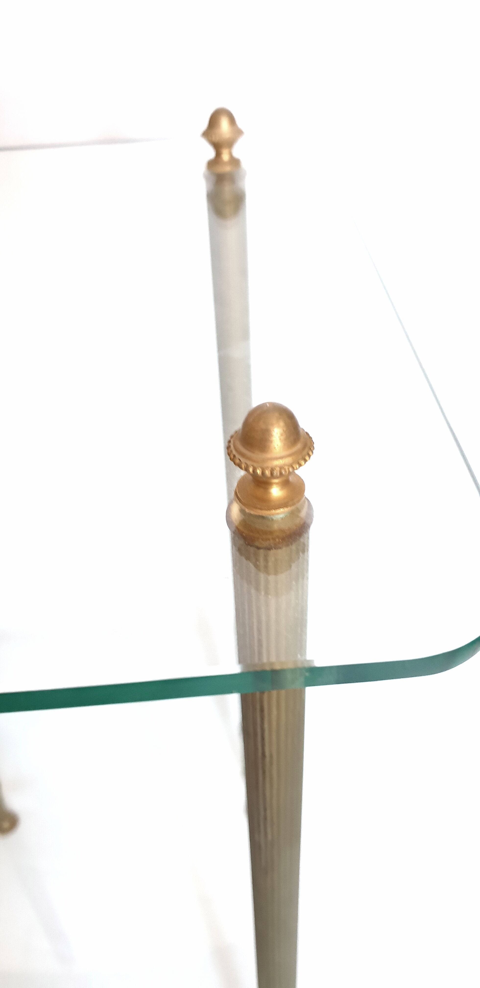 Side table in glass and brass