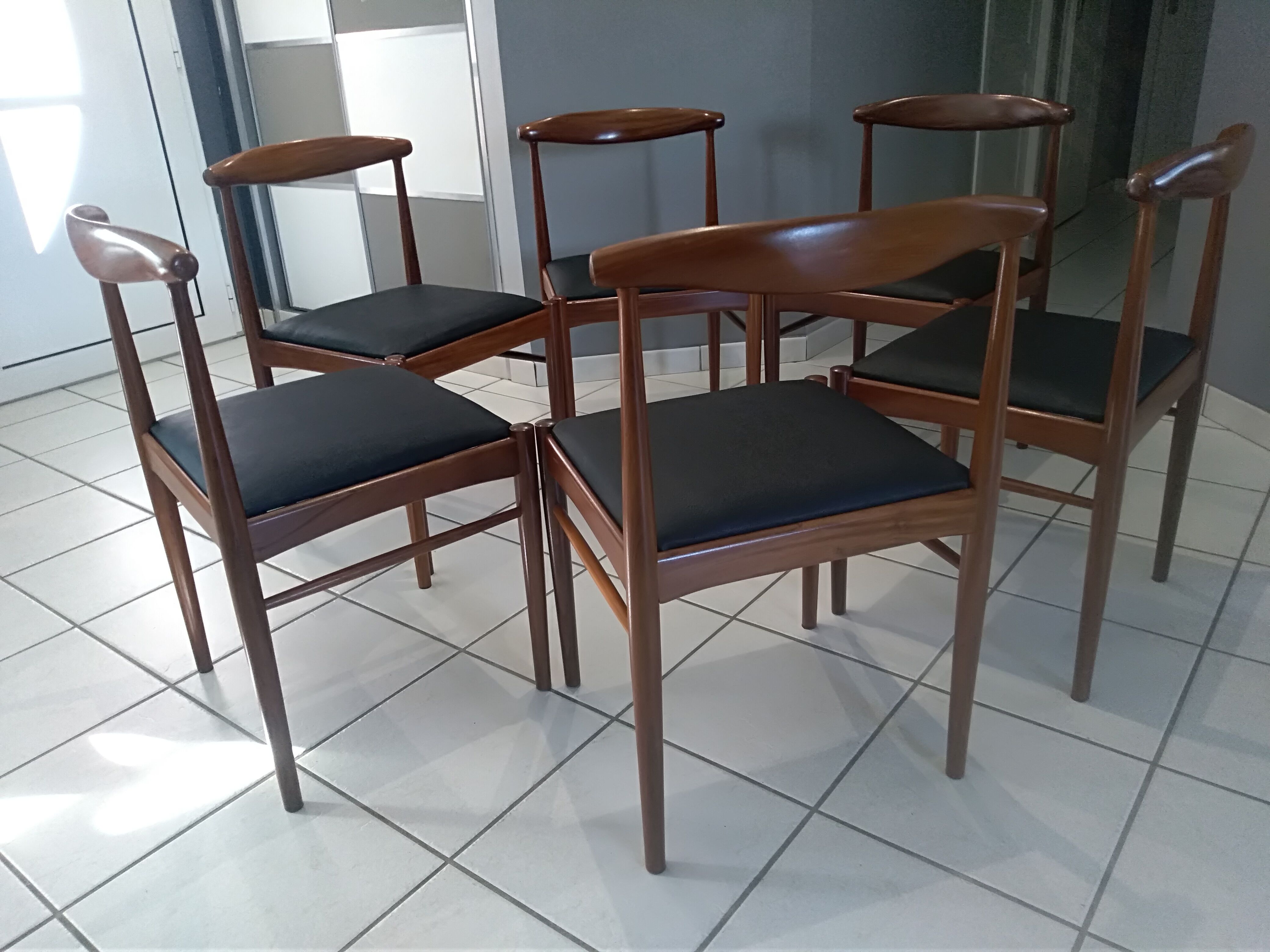 Suite of 6 chairs in Teck Denmark K.S vintage 1960