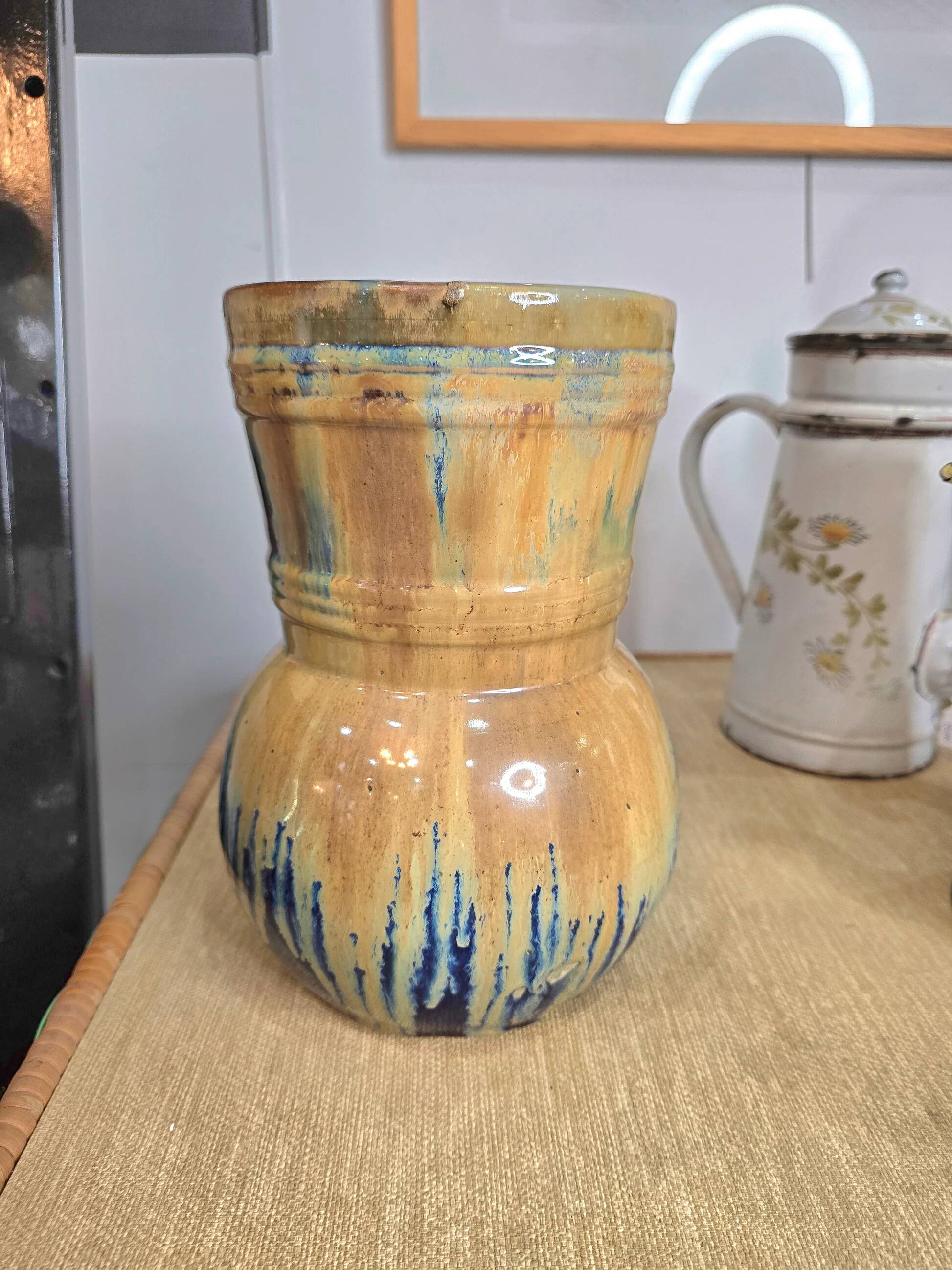 Vintage glazed stoneware vase