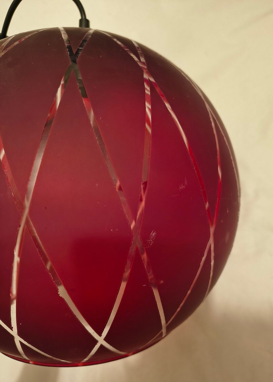 2 red glass Tosel pendants