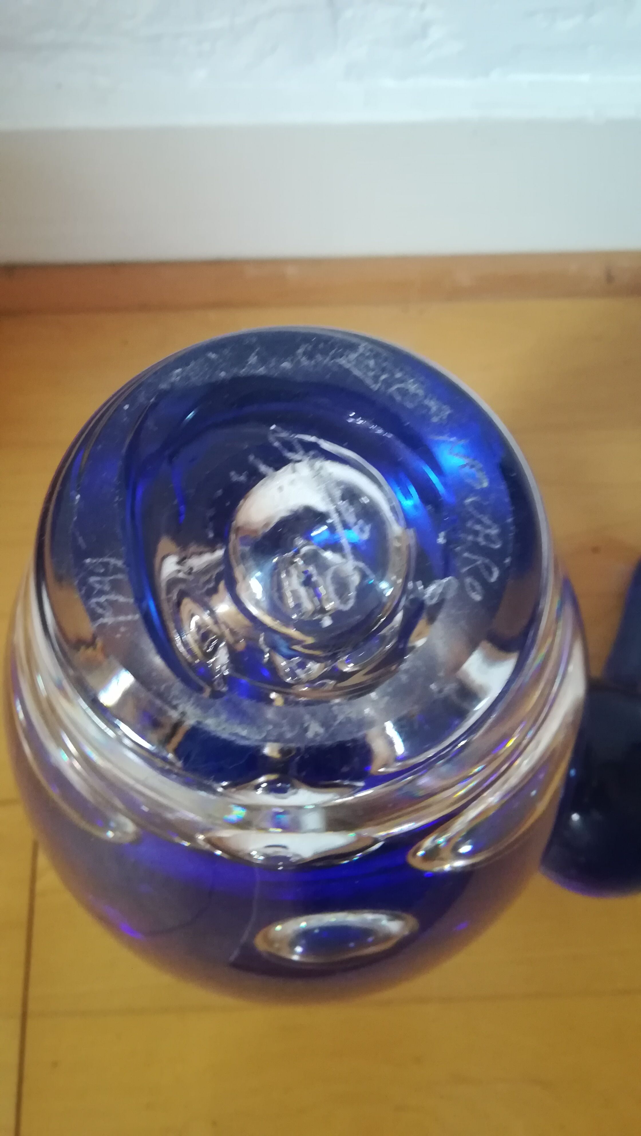 Glass flask blown by Jean Claude Novaro, unique piece.