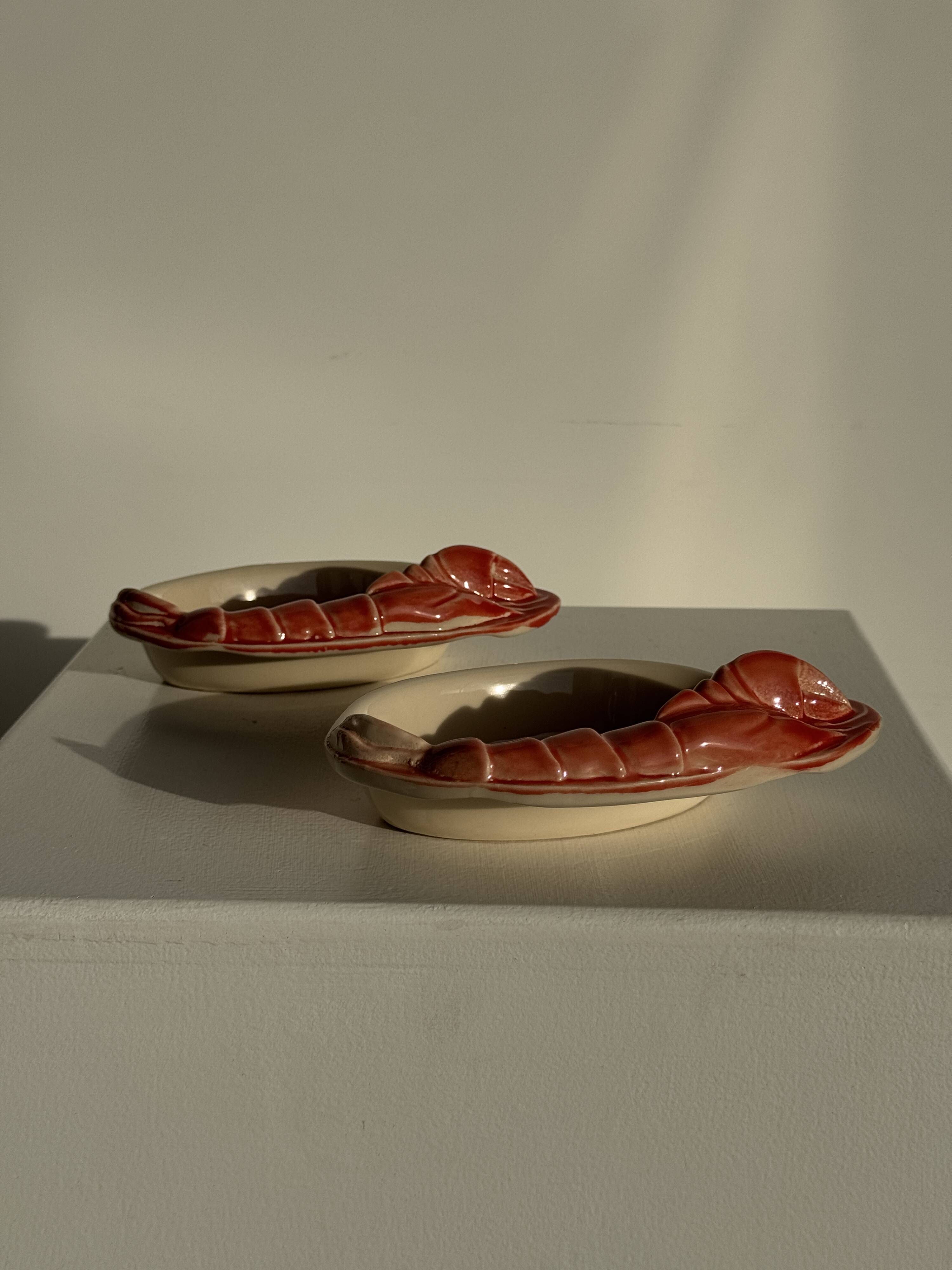 Pair of vintage lobster mini ramekins Saint Amand D15.5