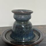 Enameled stoneware candle holder
