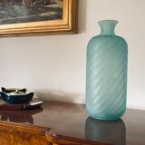 Gino Cenedese, Murano frosted glass aqua green vase, Cenedese, Murano Italy 1970s