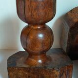 Pair of old brutalist turned solid wood candlesticks