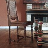 Duo of wooden and cane chairs / vintage cane chairs