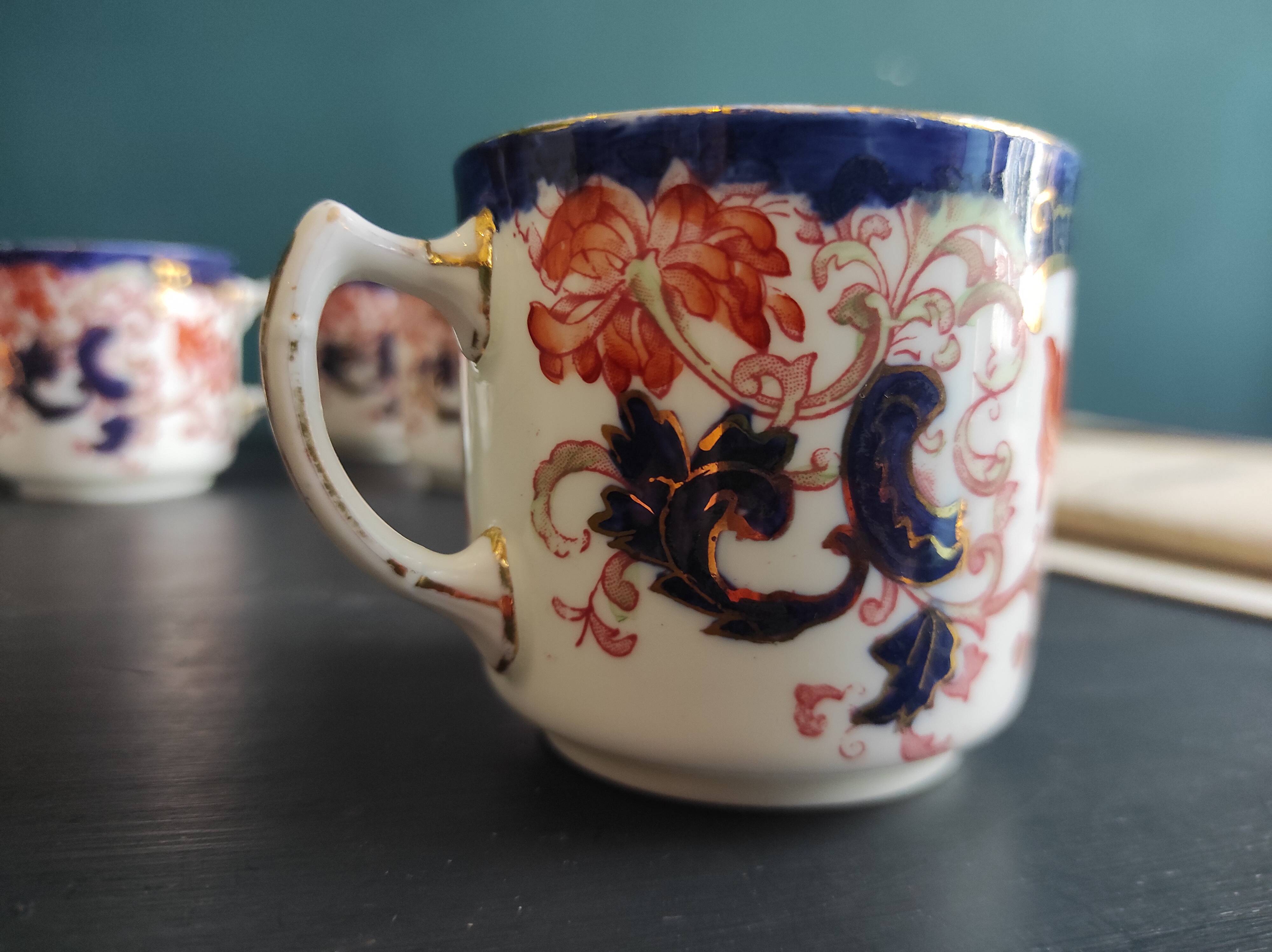 Antique Adderley & Co Lisbon pattern bon china set of 6 tea cups