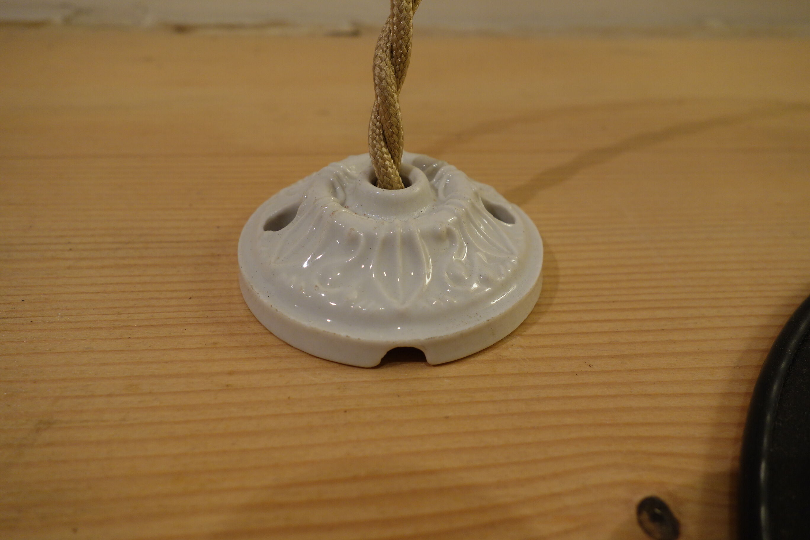 Black enamelled hanging lamp