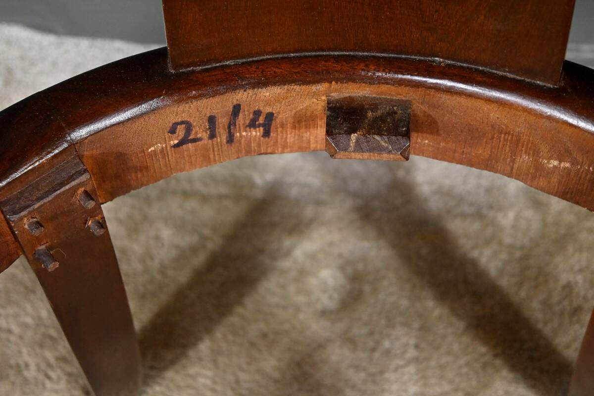 Set of 4 Gondola Chairs in Mahogany, Restoration period – Part 1, 19th century