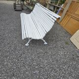 Old cast iron garden bench and wooden slats