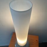 Vintage lamp in opaline and brushed aluminum
