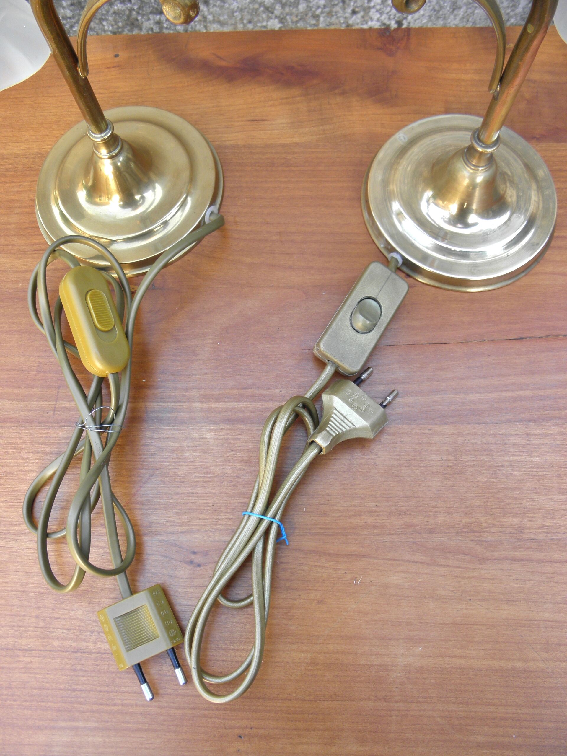 Pair of brass table lamps