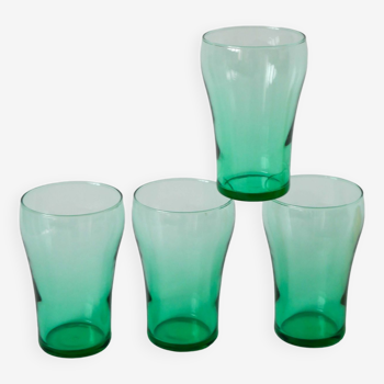 Lot de 4 verres en verre vert 1970