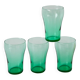 Set of 4 green glass glasses 1970