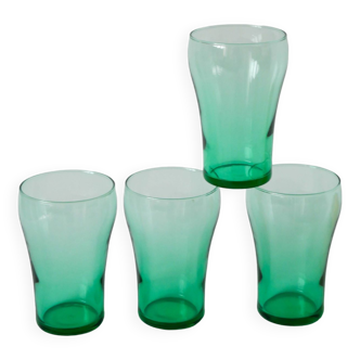 Lot de 4 verres en verre vert 1970