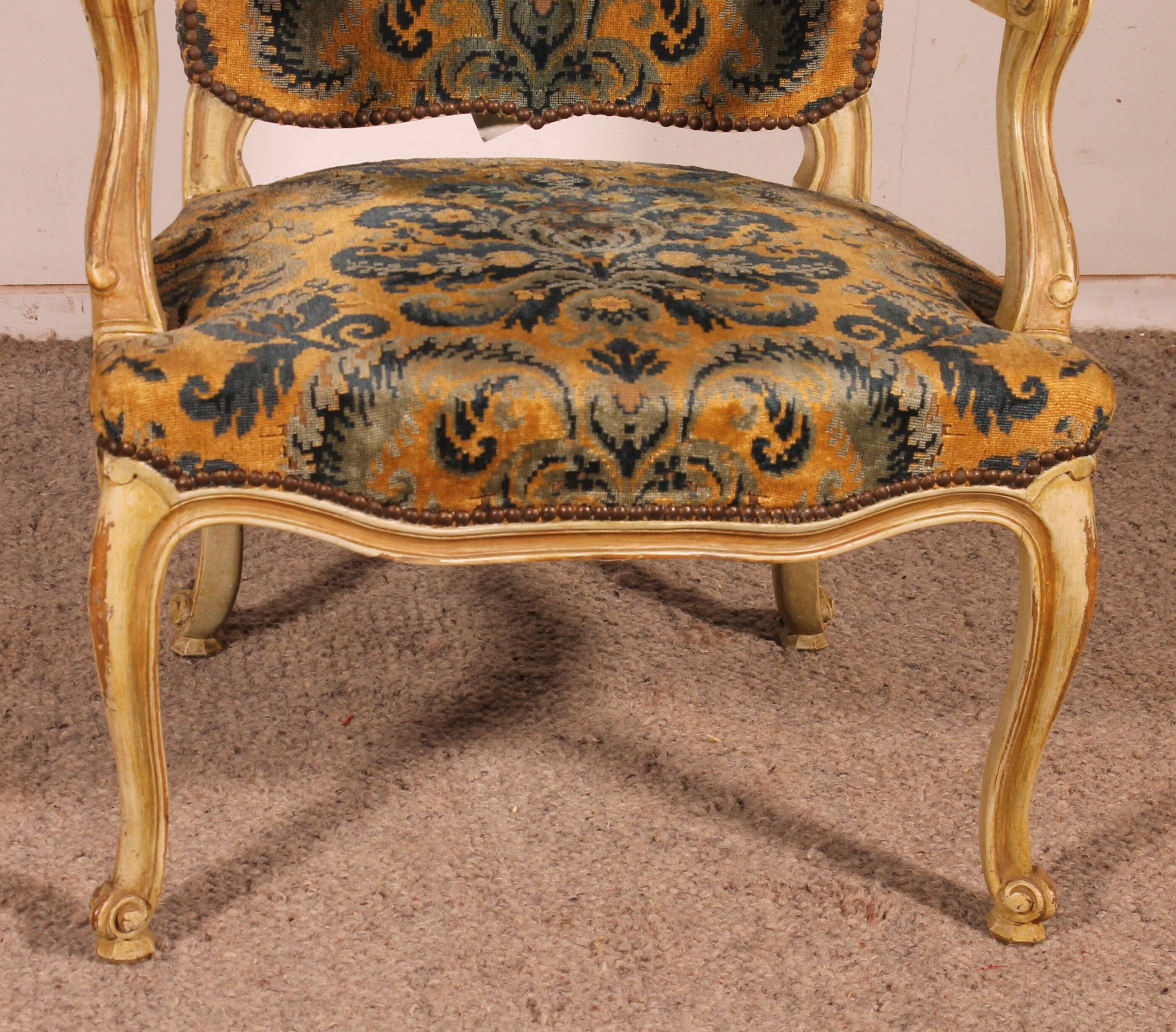 carved armchair with a Louis XV style - 19th century