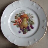 Set of 5 antique Limoges porcelain plates L.J.V with fruit decoration