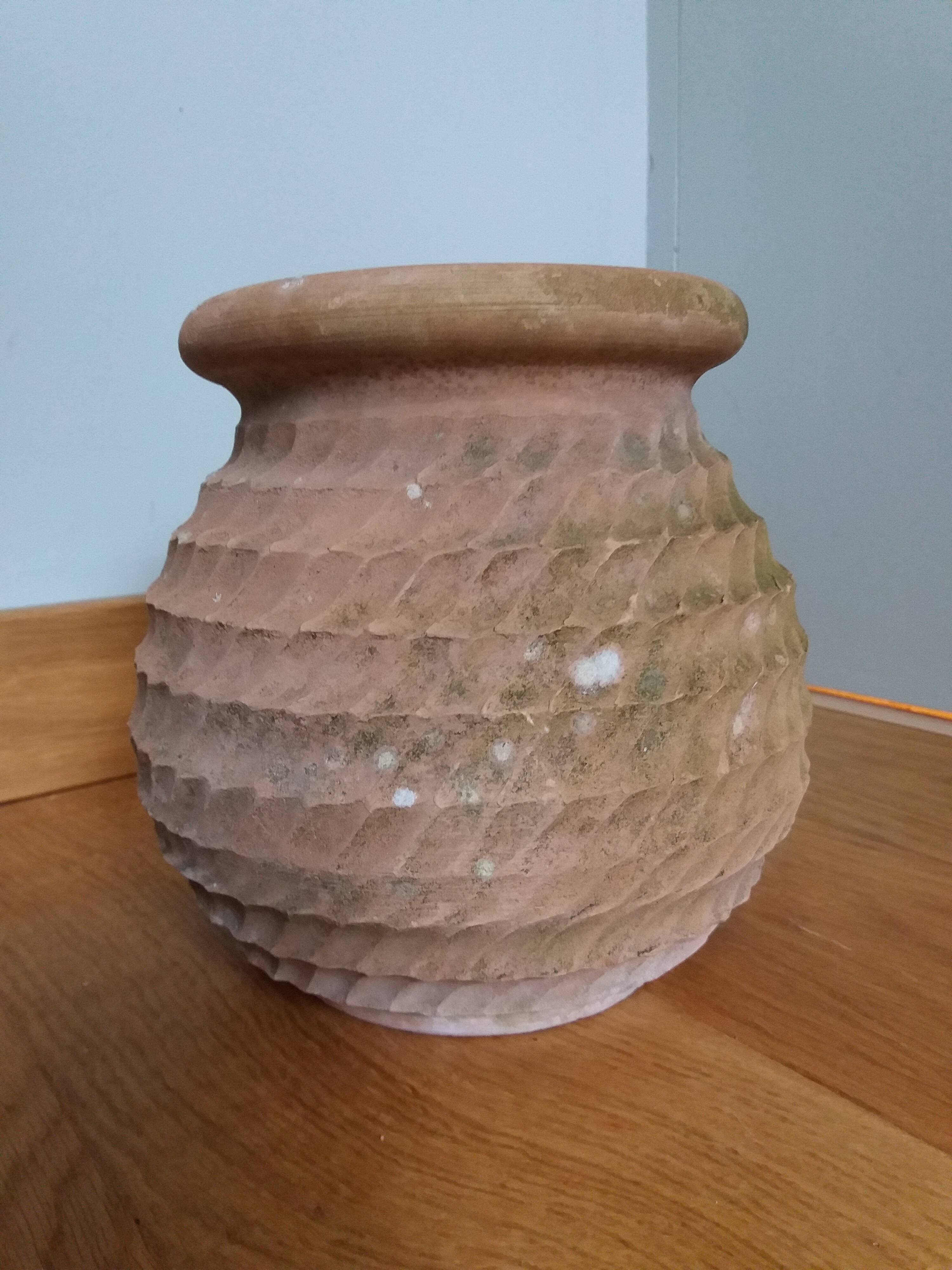 Terracotta jar pot rope decoration Goicoechea Basque Country