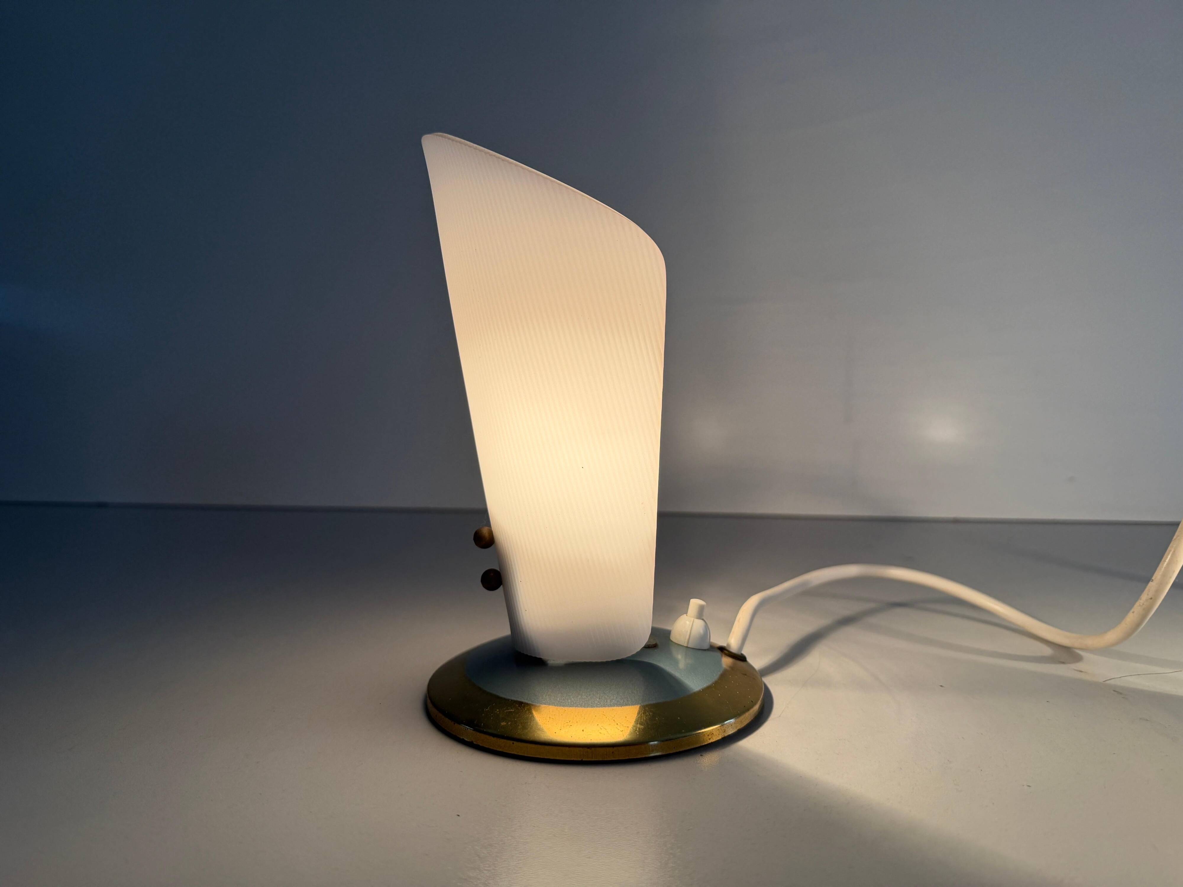Paire de lampes de bureau du milieu du siècle à tête en plexiglas et base en métal, années 1960, Allemagne
