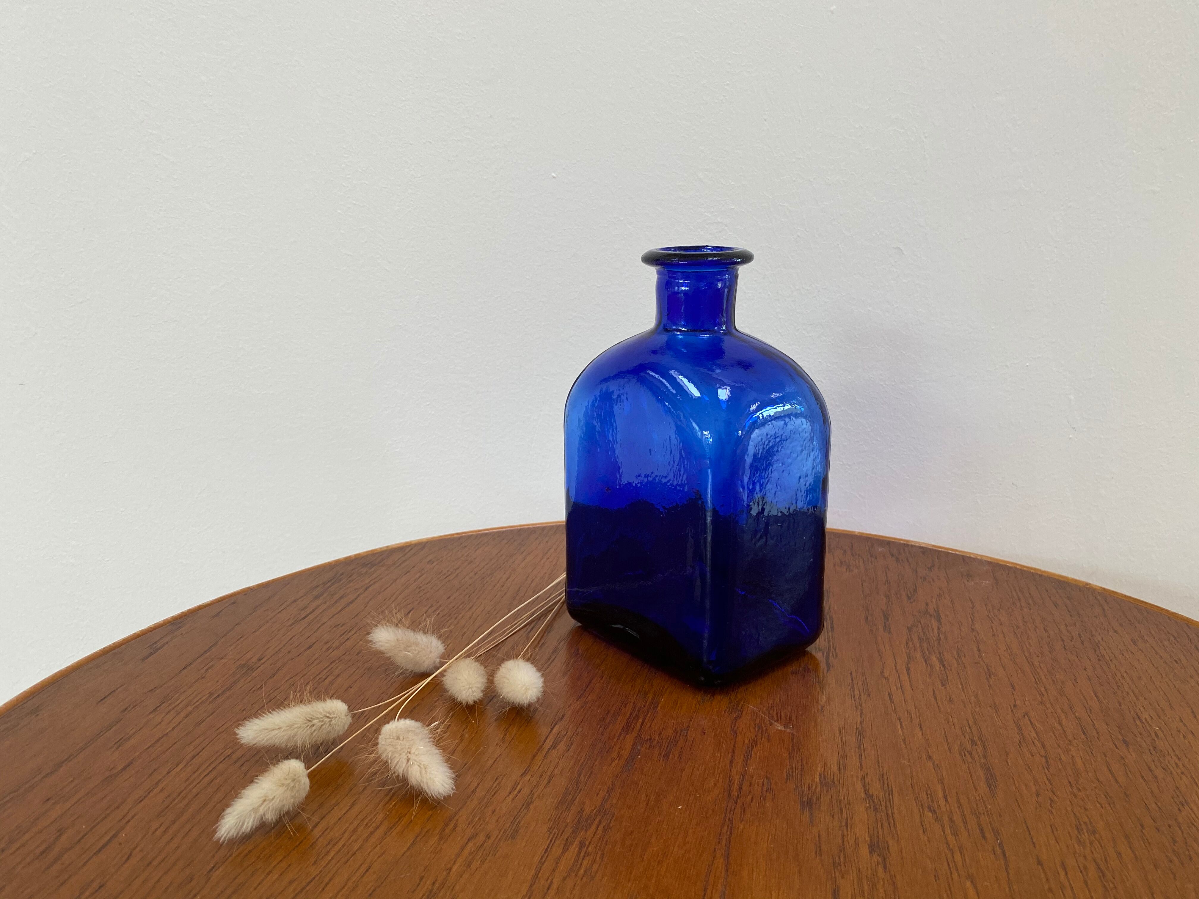 Cobalt blue glass vase bottle